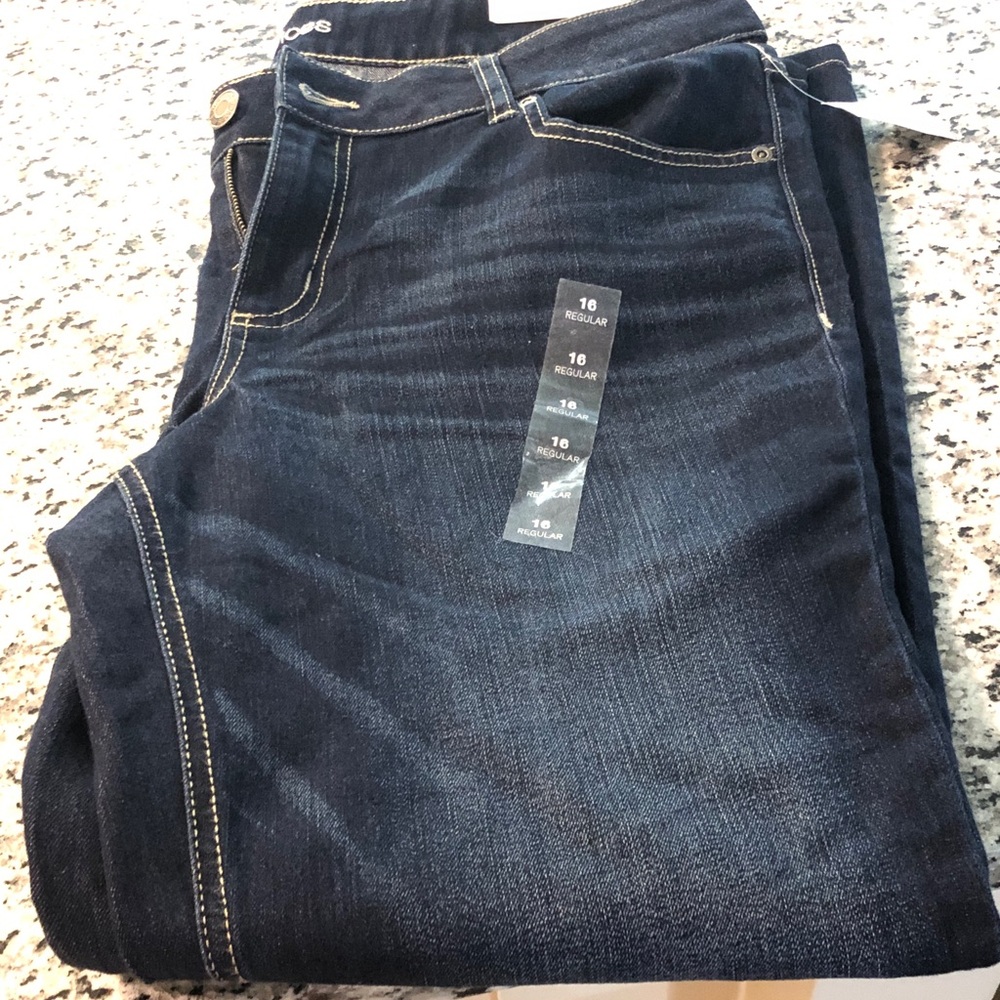 Maurices Women's Boot Cut Jeans - Dark Blue with Contrast Stitching